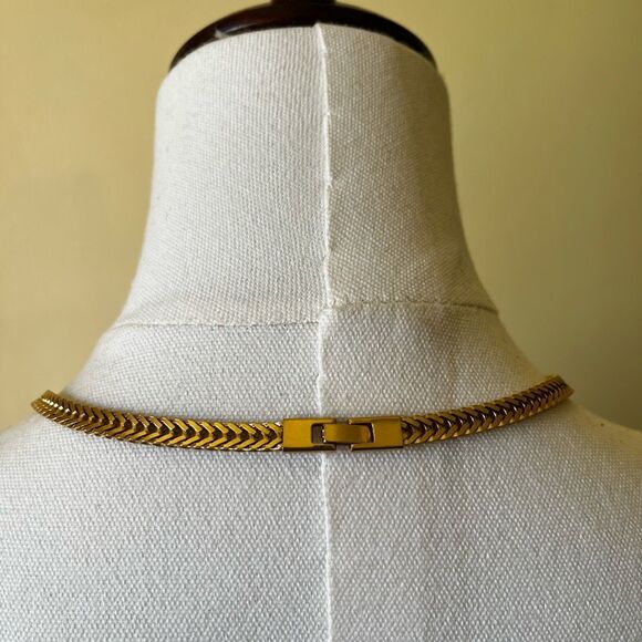 Vintage Gold Plated Snake Chain Necklace 30” Flat Herringbone Long Layering - Picture 5 of 10